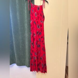 Free People Red Floral Tiered Maxi Dress